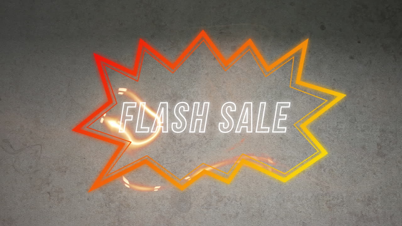 animación de texto de venta flash en burbuja de habla retro sobre fondo abstracto