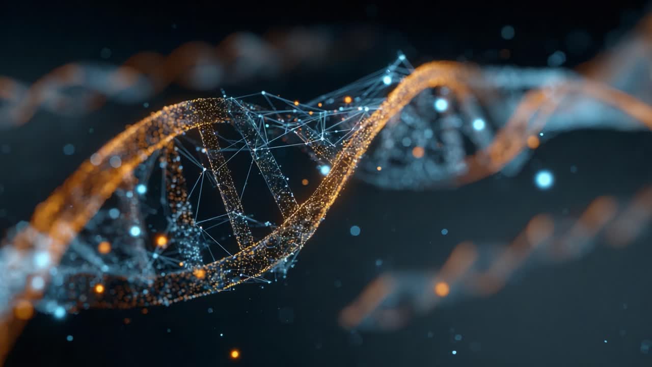 Una sorprendente rappresentazione visiva della doppia elica del DNA: Esplorando la complessa struttura dei materiali genetici in un ambiente digitale dinamico e coinvolgente