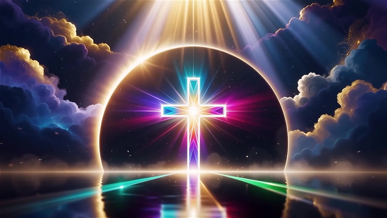 Christian Cross Heavenly Light Worship Background