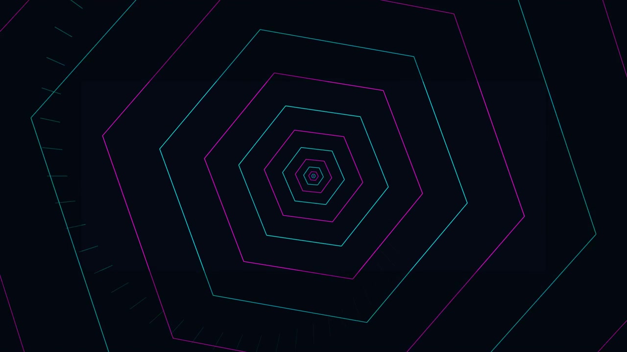 Abstract Neon Hexagon Tunnel Animation