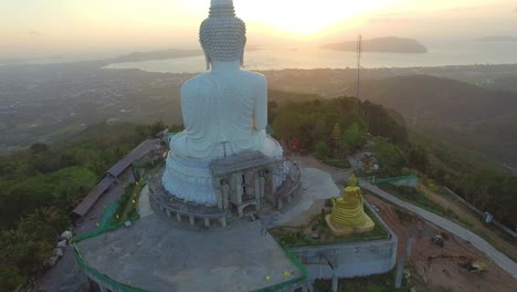 aerial view the beautify big buddha in phuket island.