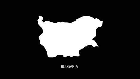 digital revealing and zooming in on bulgaria country map alpha video with country name revealing background | bulgaria country map and title revealing alpha video for editing template conceptual