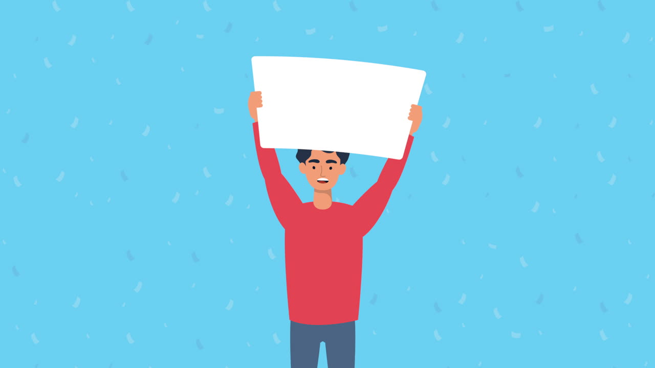 young man protesting for human rights