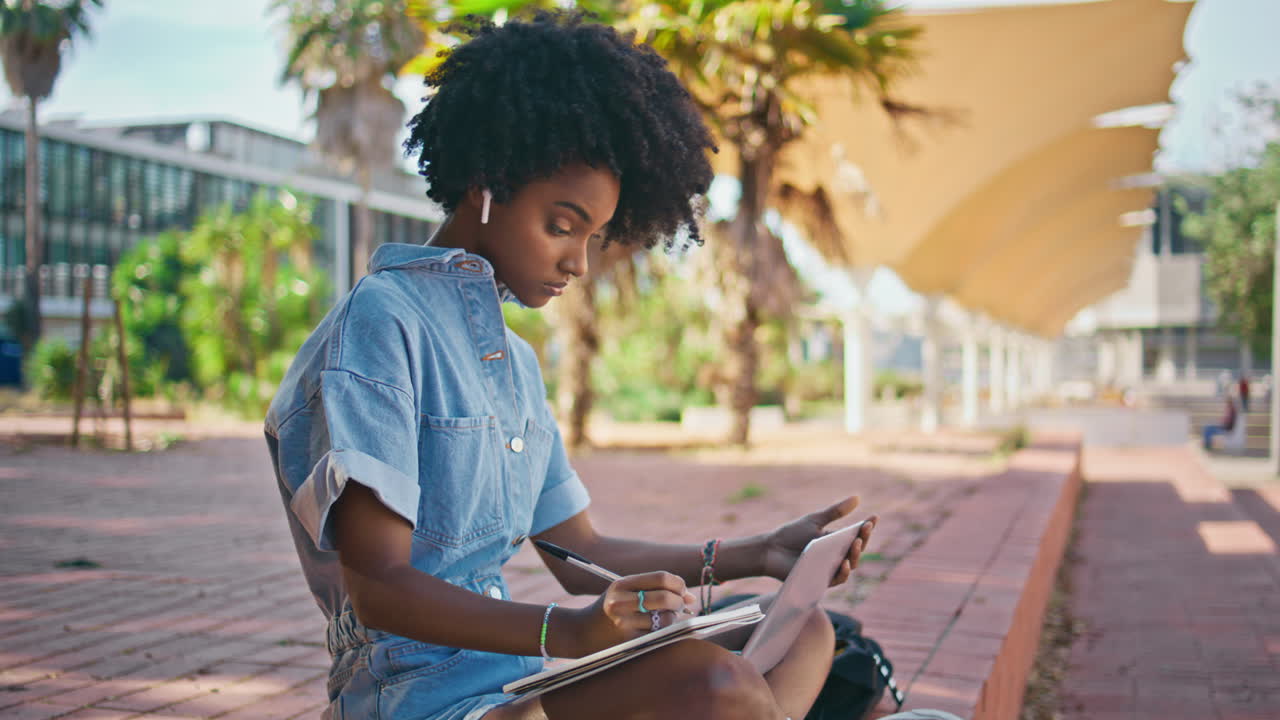 Young Woman Studying Outdoors