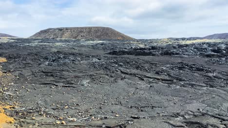 black lava field in iceland, wide shot