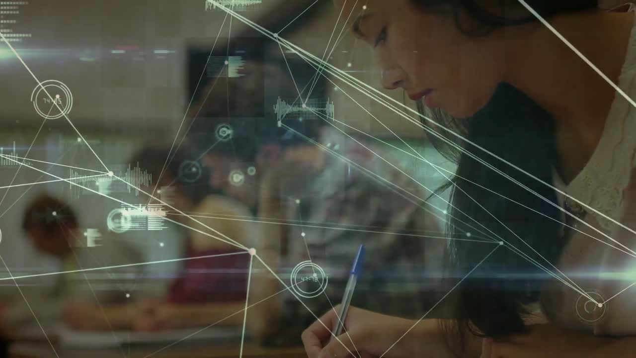 animación de la red de conexiones en la clase de estudiantes diversos durante las conferencias