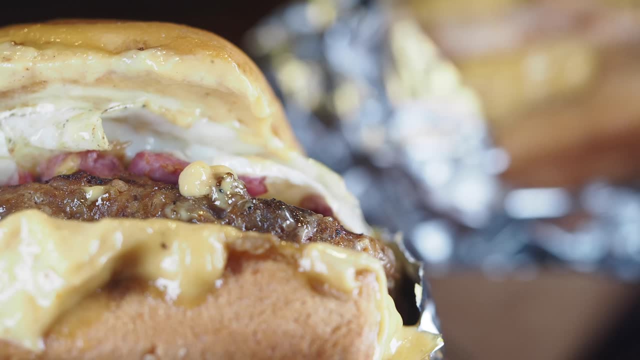 맛있는 치즈버거의 클로즈업