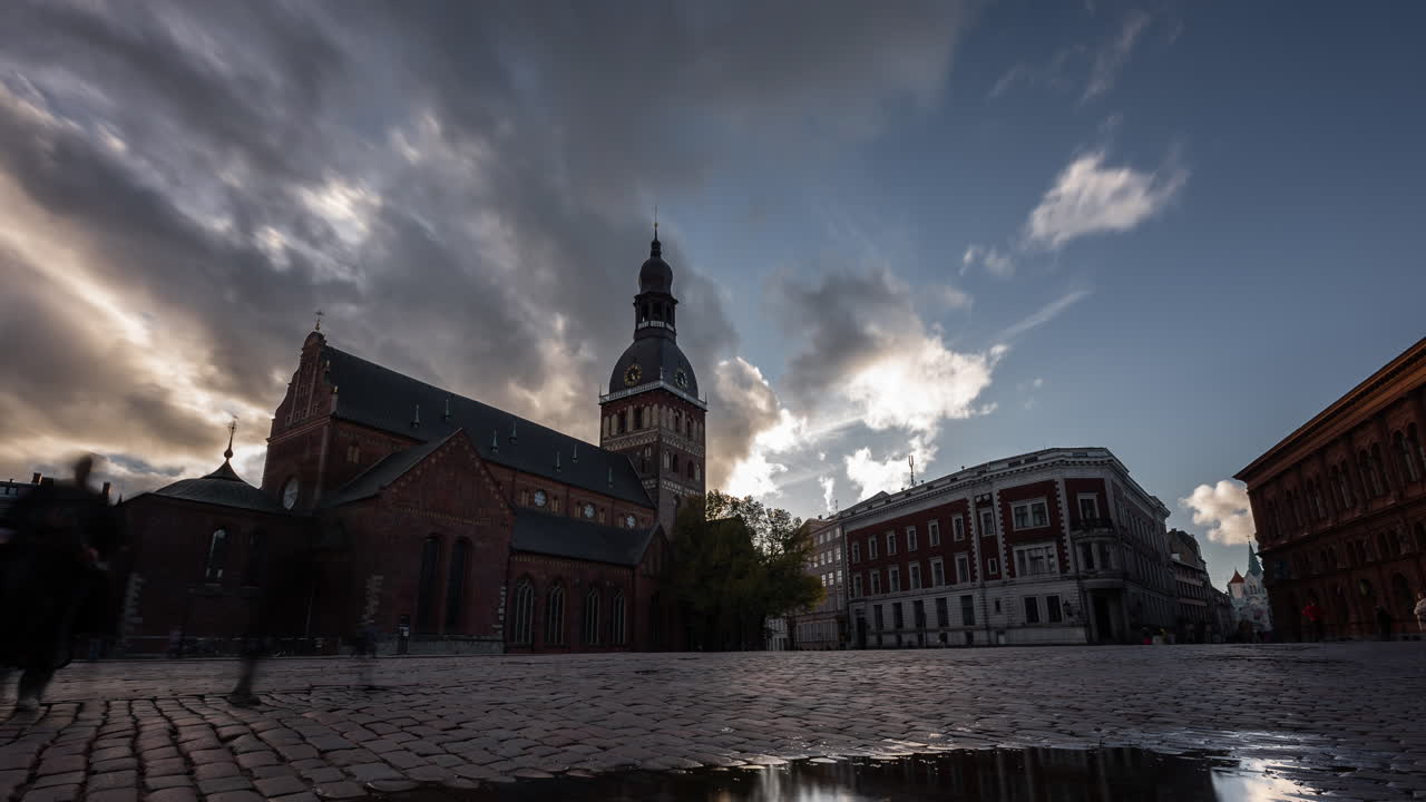 Tallinn Old Town Square with St. Olav's Church