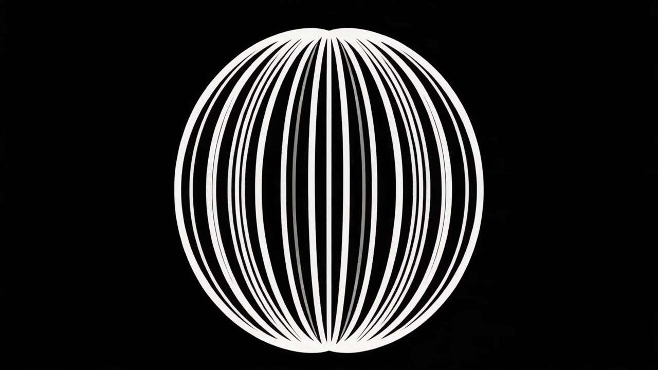 Abstract Animation of Expanding White Lines Forming a Sphere