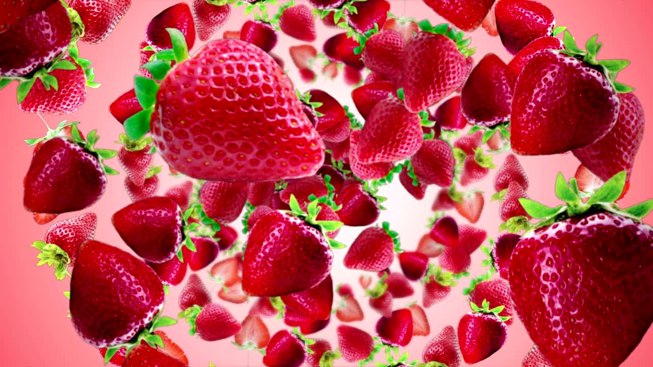 떨어지는 딸기 배경, 루프, 알파 채널