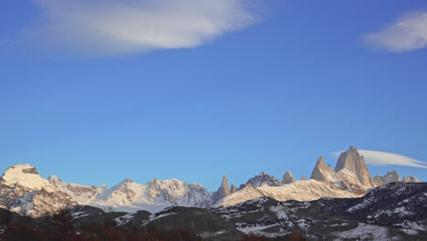 time-lapse of mount fitz roy and cerro torre from the town of el chaltén, argentina