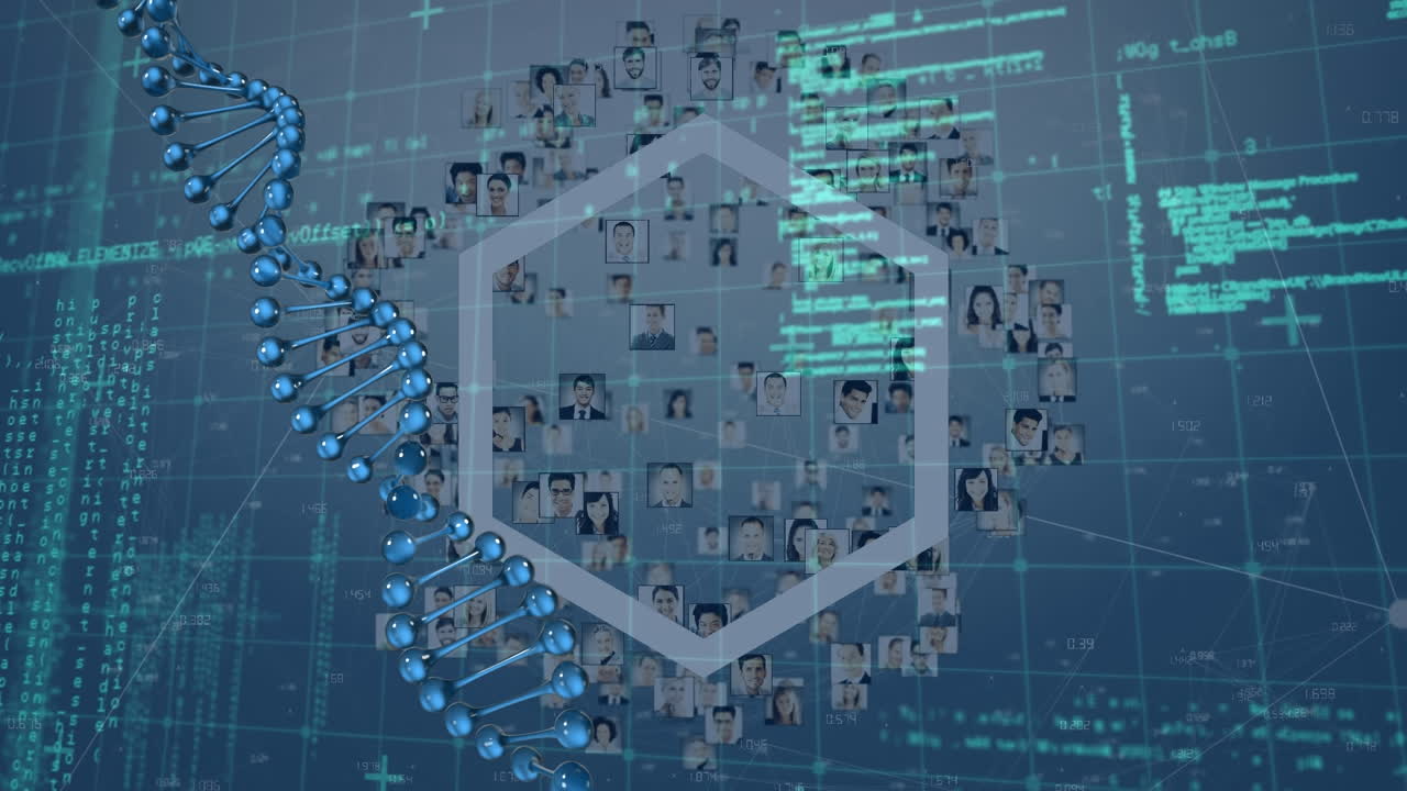 모양과 사람 아이콘을 통해 데이터 처리의 애니메이션