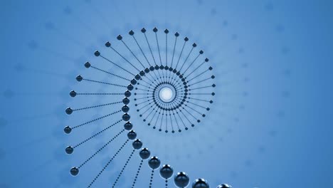 looped dna turning molecule on blue background