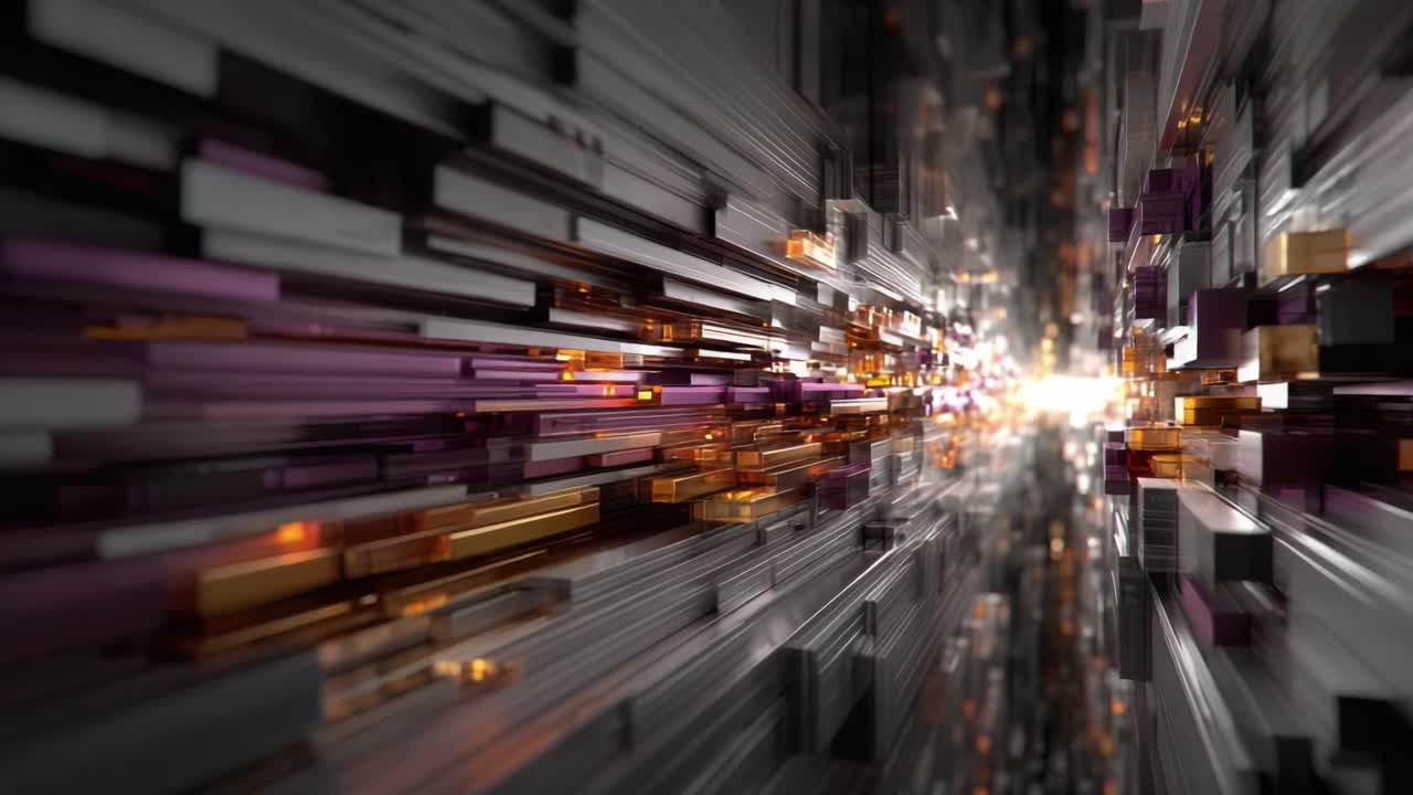 Dynamic Abstract Composition of Light and Geometry, Featuring a Futuristic Perspective of Lines and Shapes Conveying Movement and Depth