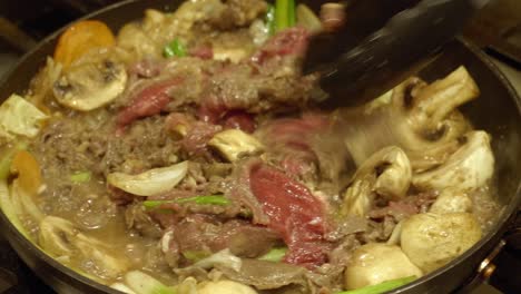 cooking korean beef hot pot