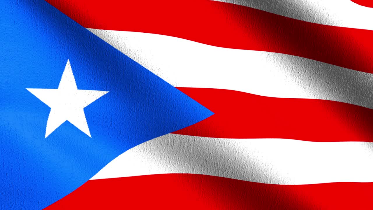 bucle sin costura 4k vdo. bandera nacional de puerto rico soplando en el viento aislado. diseño abstracto patriótico oficial. ilustración de renderización 3d del símbolo de la señal ondulante.