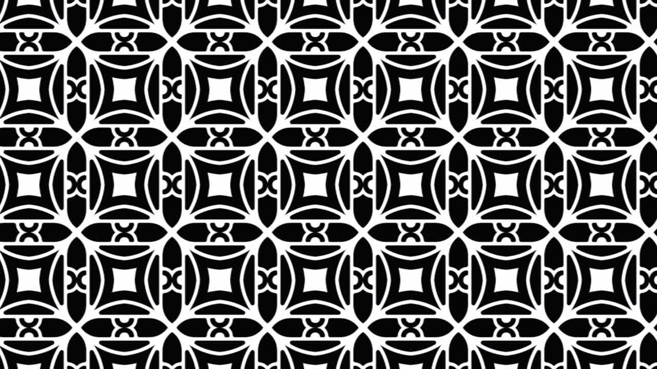 Bold Black White Geometric Pattern seamless Optical Illusion Design with Concentric Shapes and Decorative Elements for Graphics Slide Animation