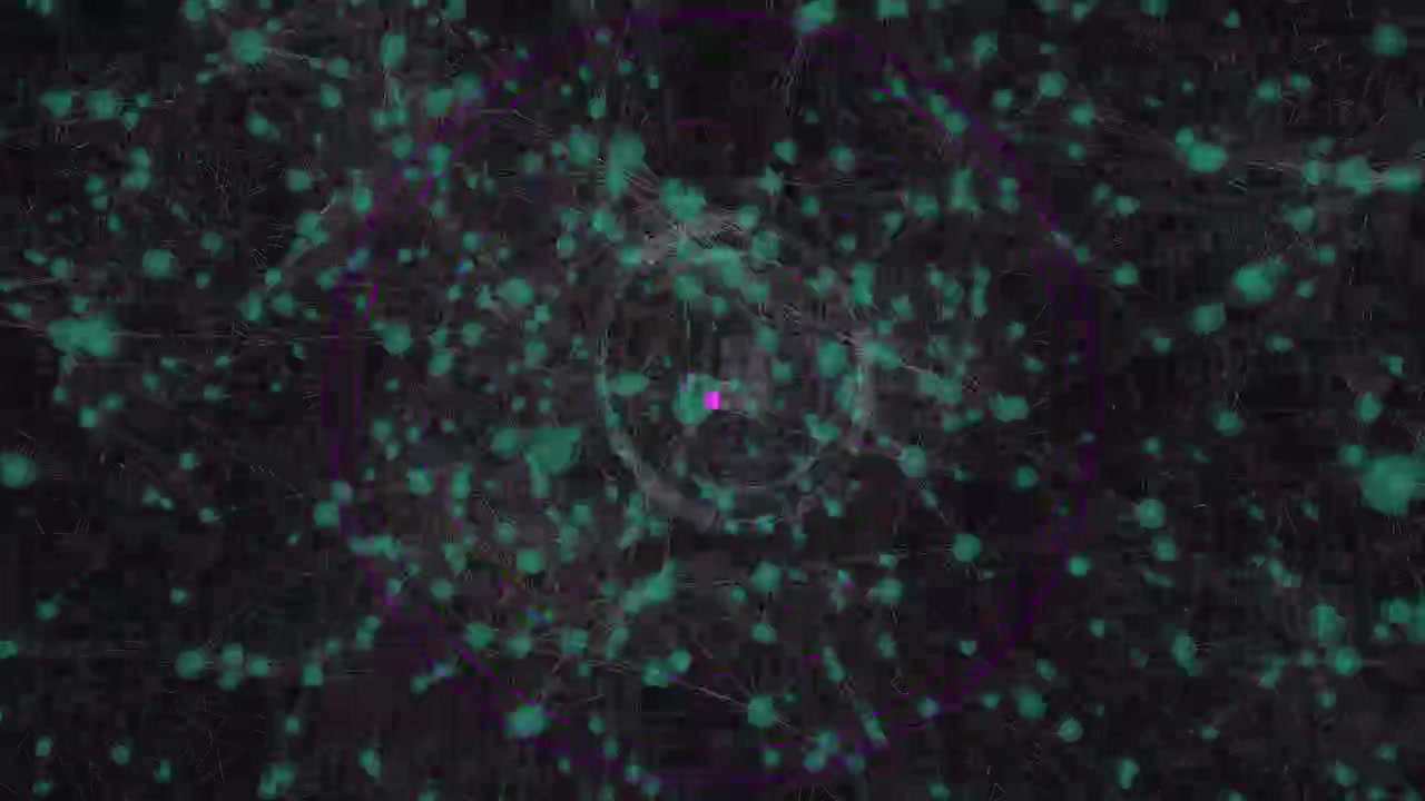Animation of purple circles moving over network of connections