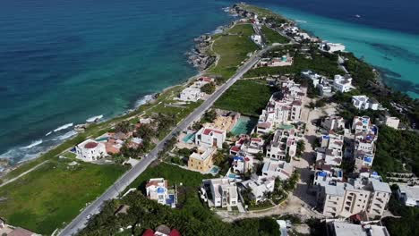 Aerial-drone-shot-flying-high-over-residential-houses