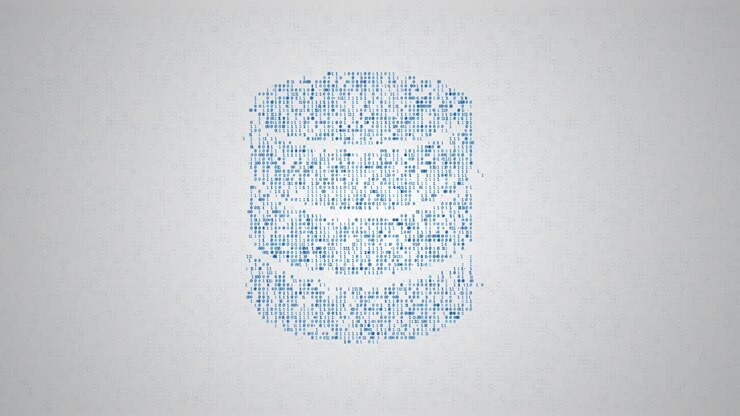 binary code make closeup silhouette of database sign