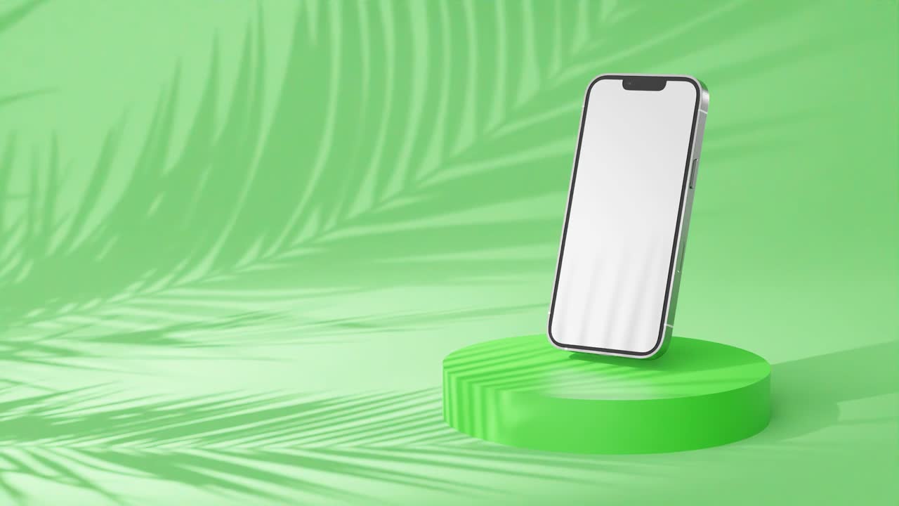 maqueta de pantalla vacía en un teléfono celular, renderización digital 3d en fondo verde