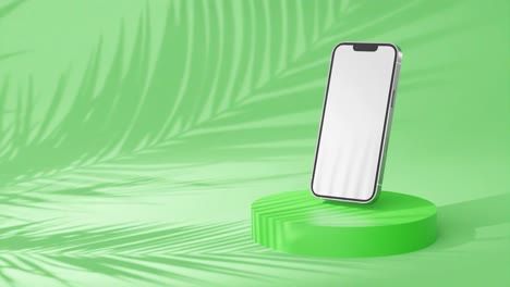 empty screen mockup on a cell phone, digital 3d render on green background