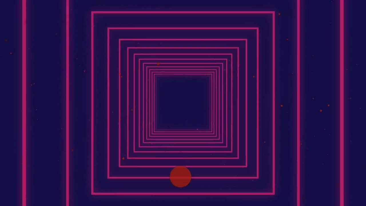 formas cuadradas en movimiento sin costuras contra contra puntos rosados flotando en fondo púrpura