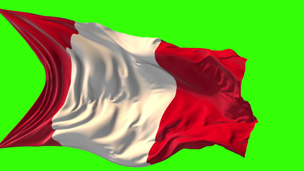 Peruvian Flag Waving on Green Screen