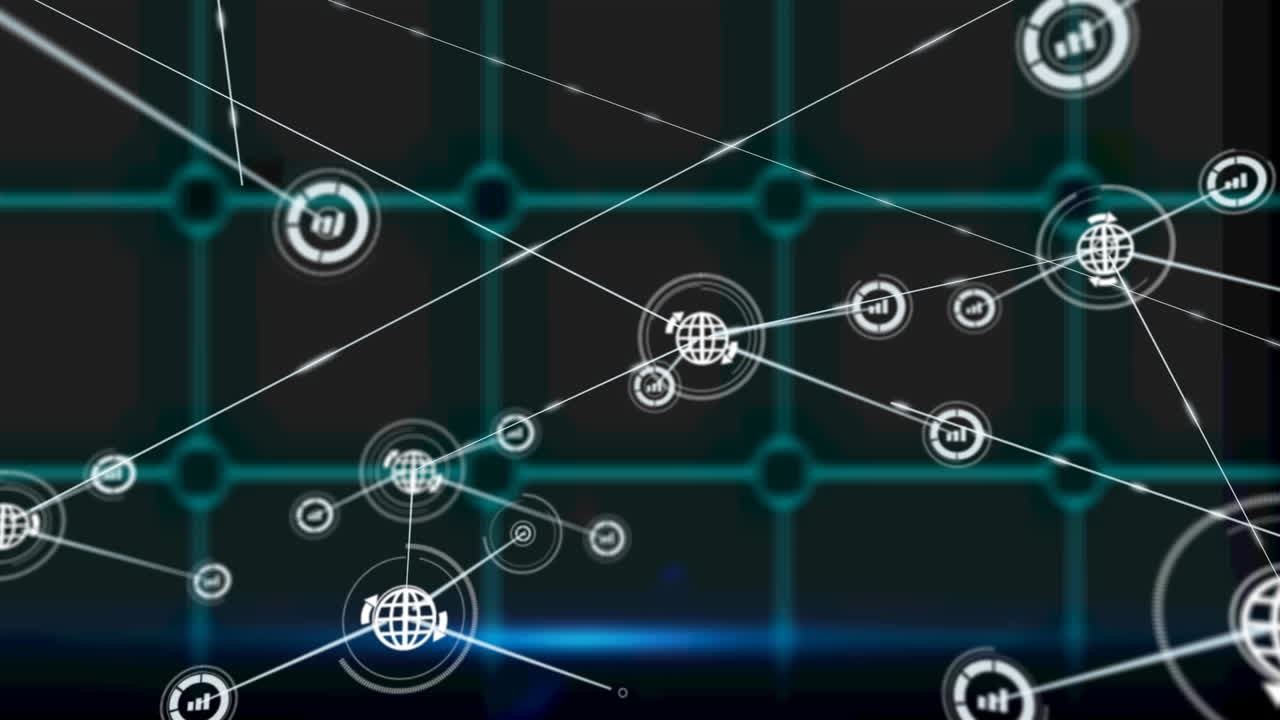 Animation of network of connections over dark background