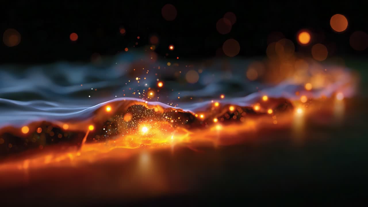 Bagliore accattivante: una visualizzazione dinamica di luce e colore fluidi in una vivida scena astratta che rappresenta energia e movimento in un paesaggio etereo