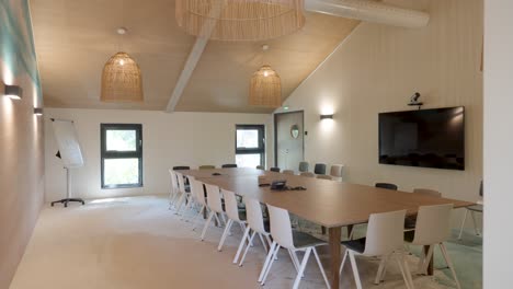 spacious corporate meeting room with natural light