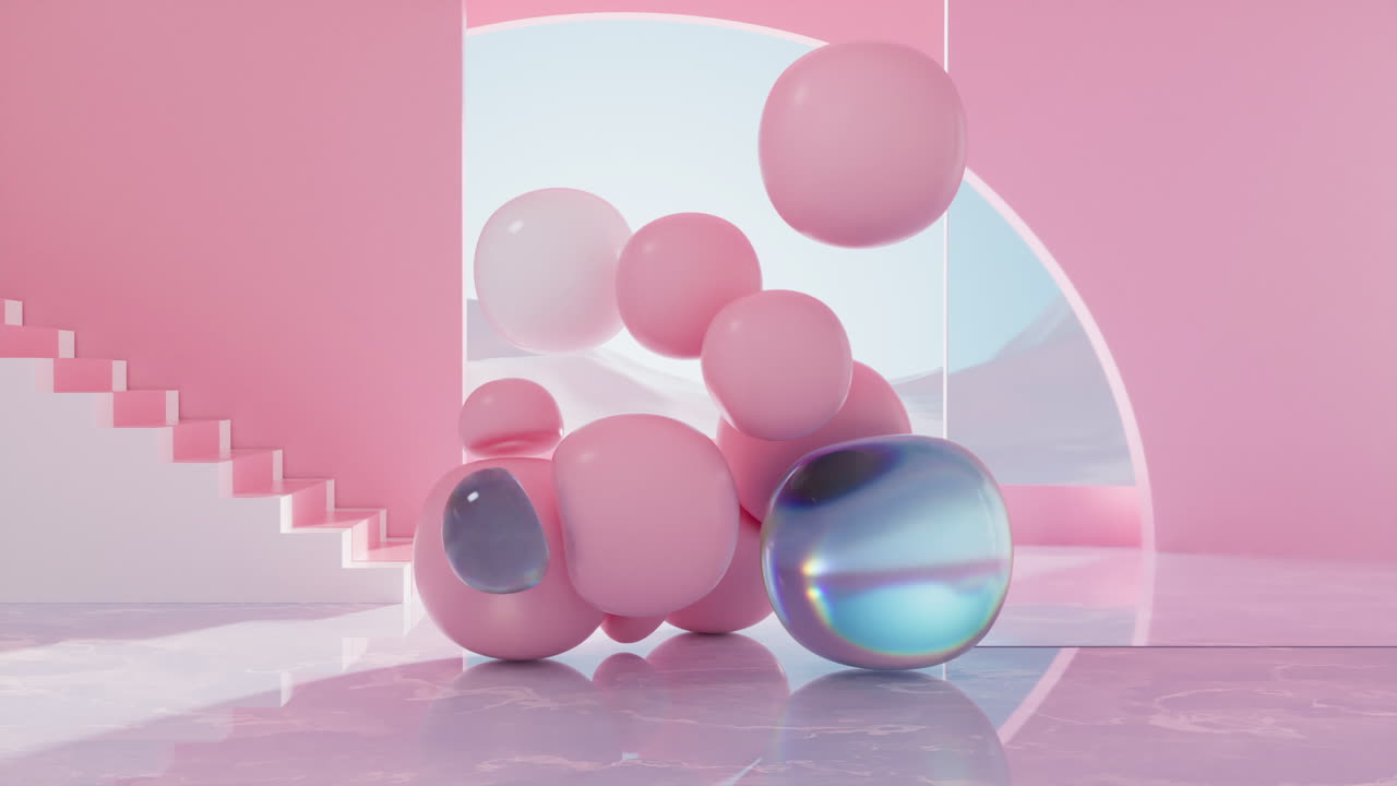 Soft balls, creative geometric background, 3d rendering.