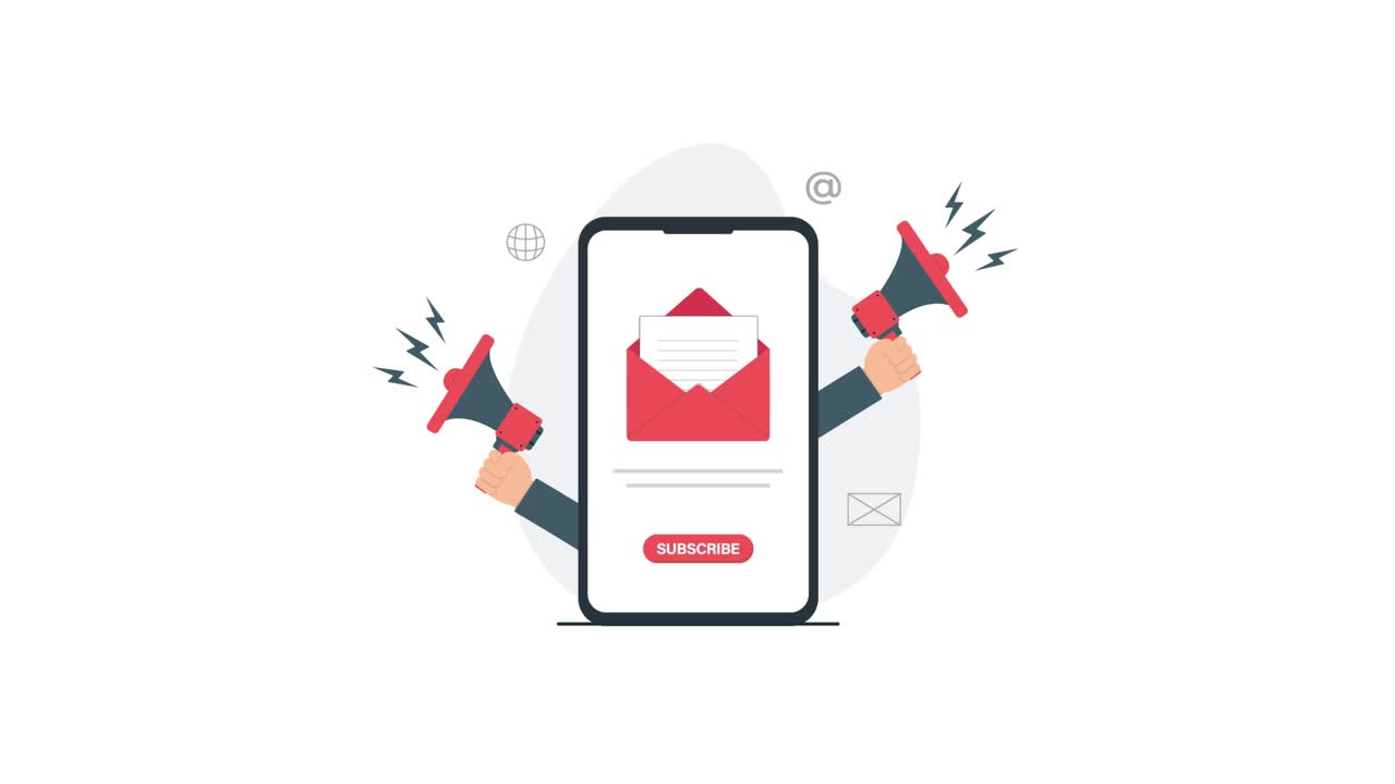 Animated Smartphone with Email Marketing and Subscribe Button