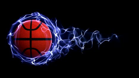 basket ball in blue fibers ring, animation, rendering, background, loop