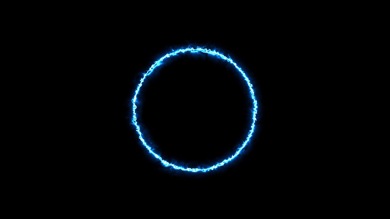 Blue plasma portal opening and closing against dark background. Animation. 3D.