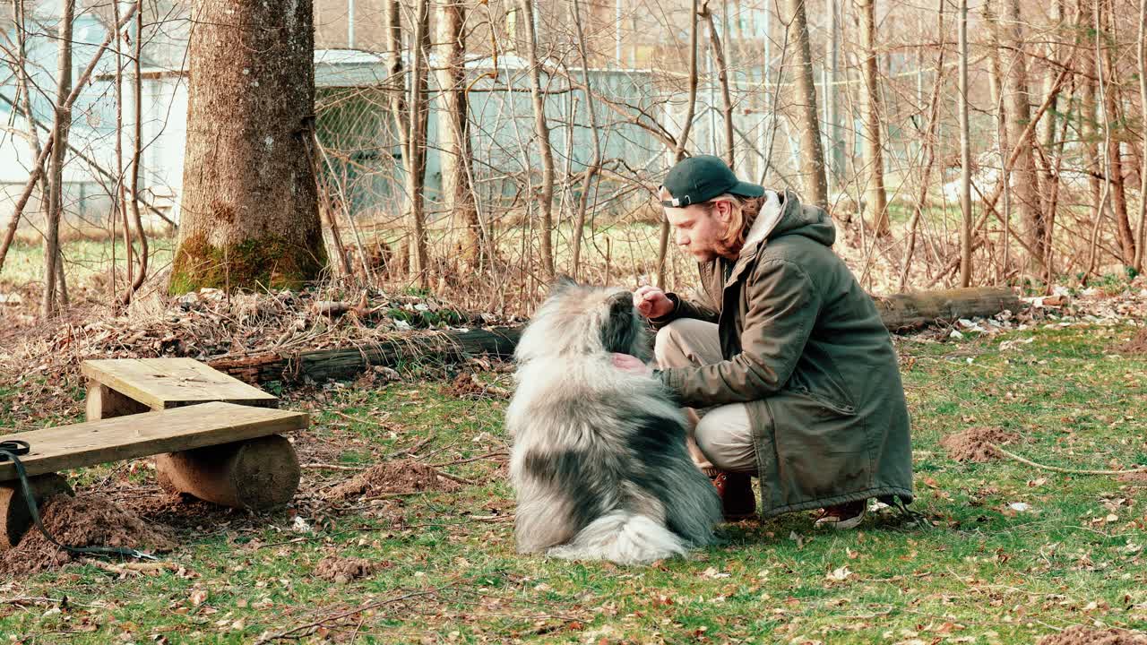 두 친구는 가을 풍경의 한가운데에 있습니다