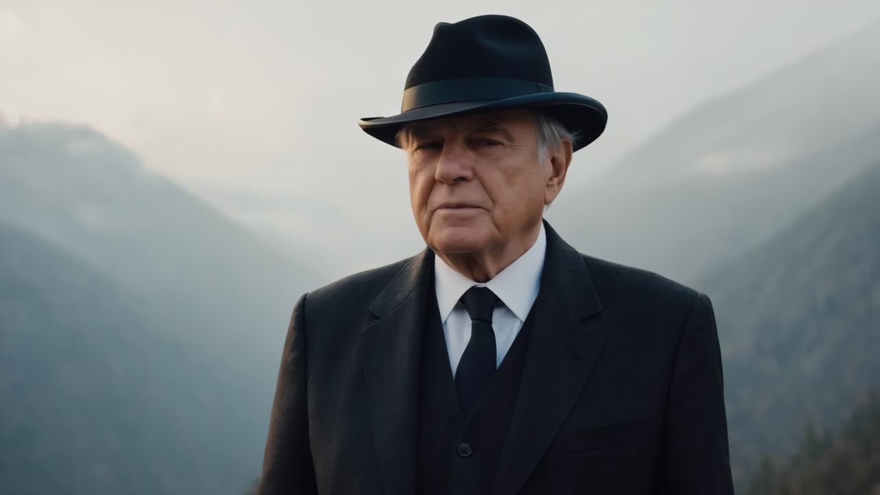 Portrait of a man in a hat and suit