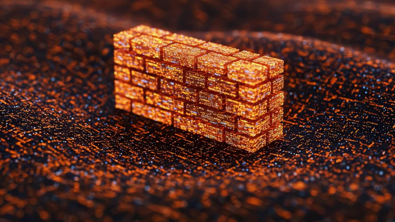 Illuminated Brick Wall in a Digital Landscape: A Stunning Depiction of Light and Texture, Showcasing the Intersection of Art and Technology in Modern Design