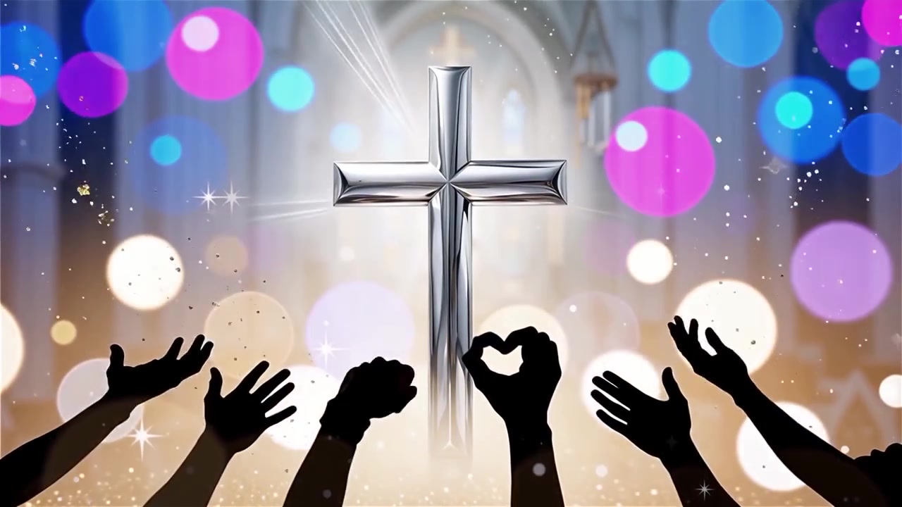 Cruz Cristiana con Luz Celestial, Fondo para Adoración.