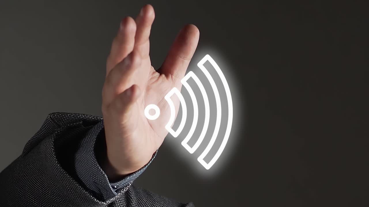 mano extendida con ilustración gráfica de internet wifi