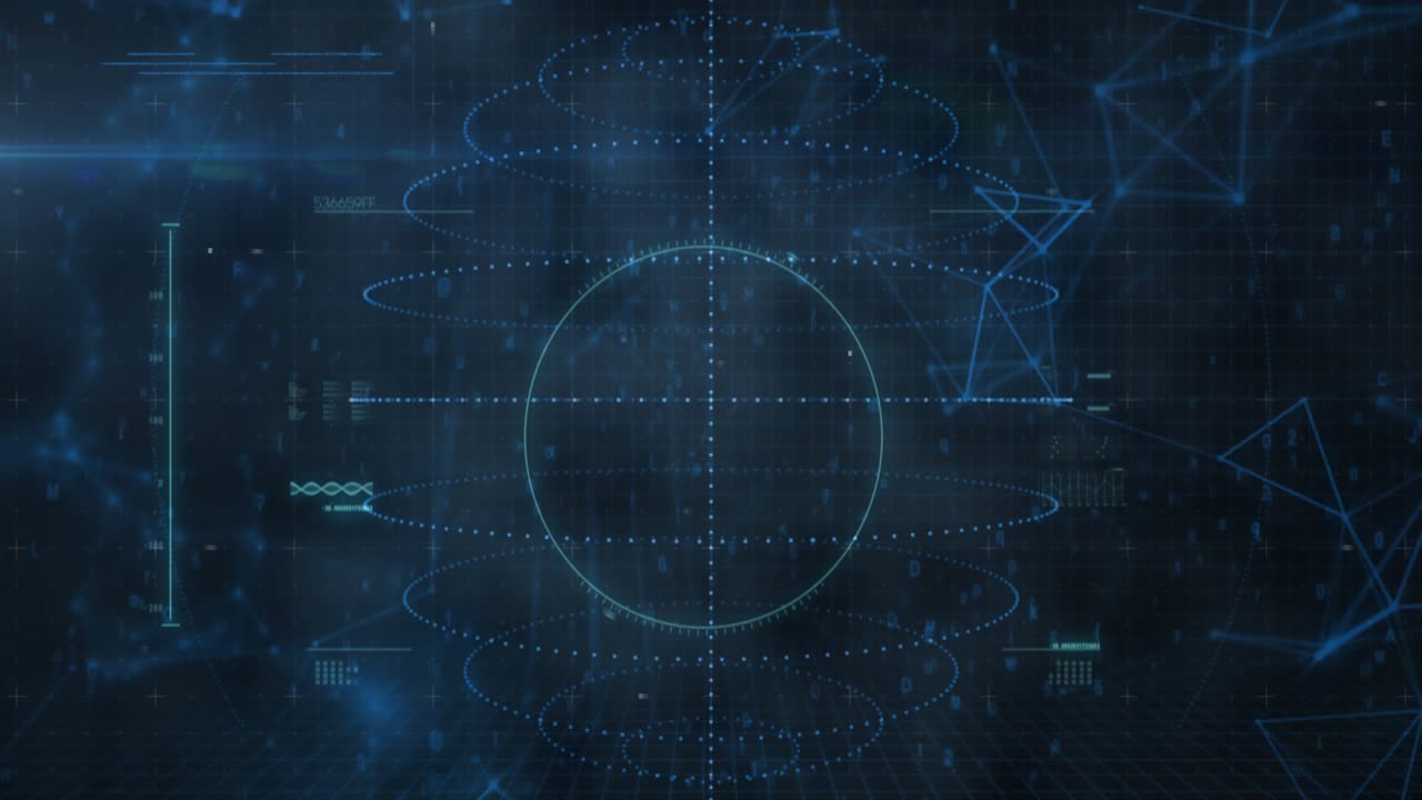 On detection ping, sphere resolving into mesh rotating while HUD scanning and mapping structure