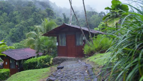 Cabaña-De-Bungalows-En-Costa-Rica-En-Un-Albergue-Fluvial-En-La-Selva-Nubosa