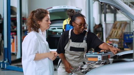 engineer does car maintenance for client