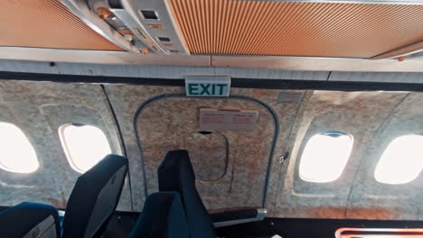 the cabin of the passenger airliner