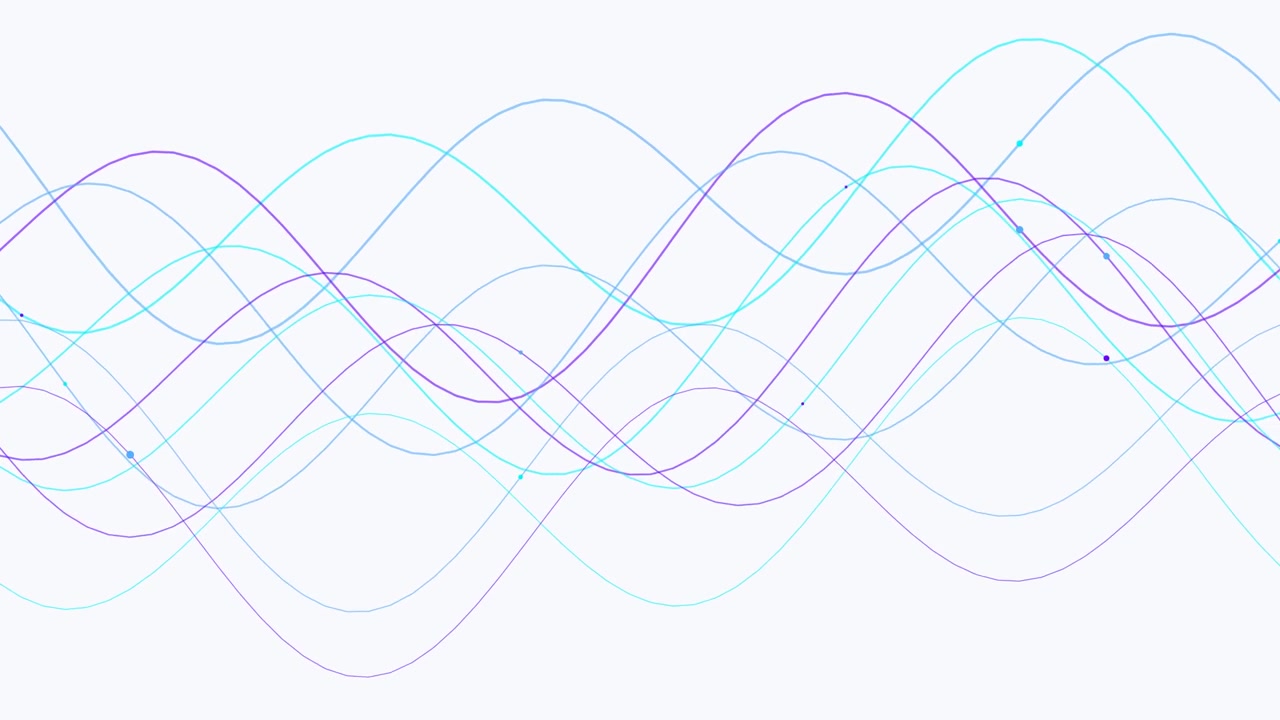 Linee ondulate animate astratte con punti di connessione