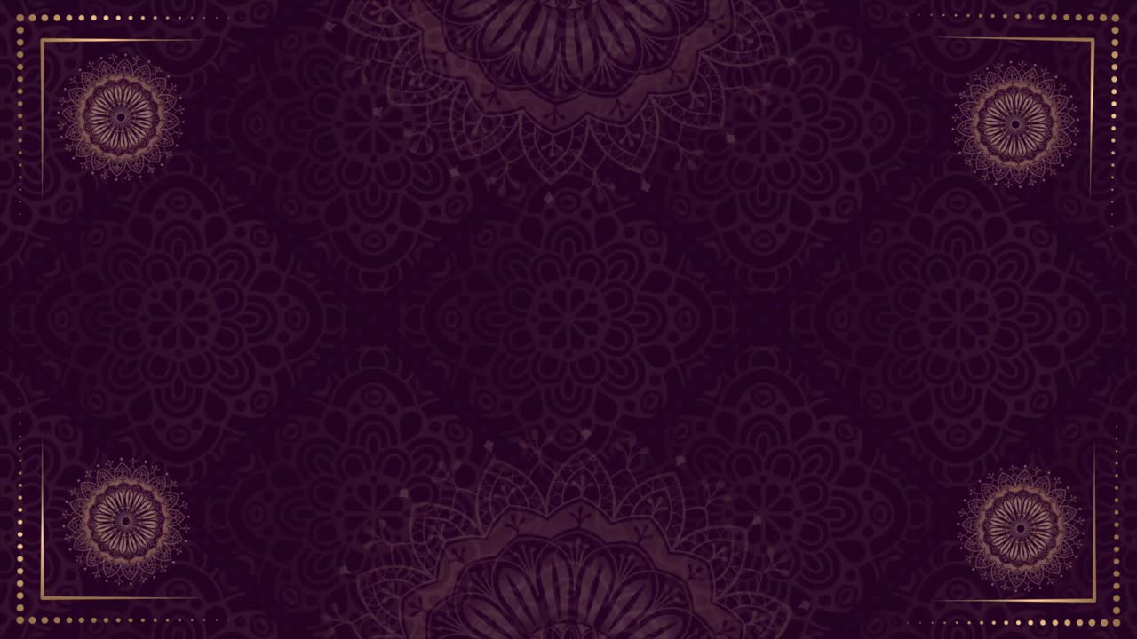 Gold purple mandala background. Folk luxury animation. For yoga, design. Golden purple abstract flowers loop VP 005