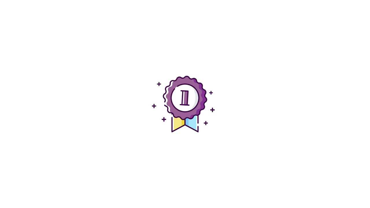 Animated First Place Award Badge with Ribbons