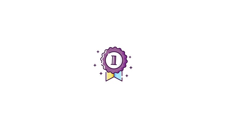 Animated First Place Award Badge with Ribbons