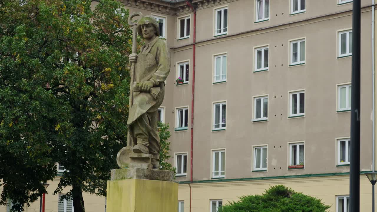 Industrial Soviet era symbolic Steelworker Statue, Ostrava Poruba