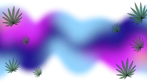 Animation-of-leaves-on-purple-and-white-background